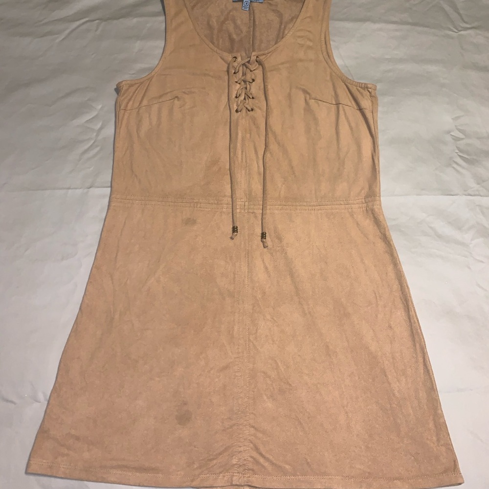 Tan Suede Dress with lace up top
